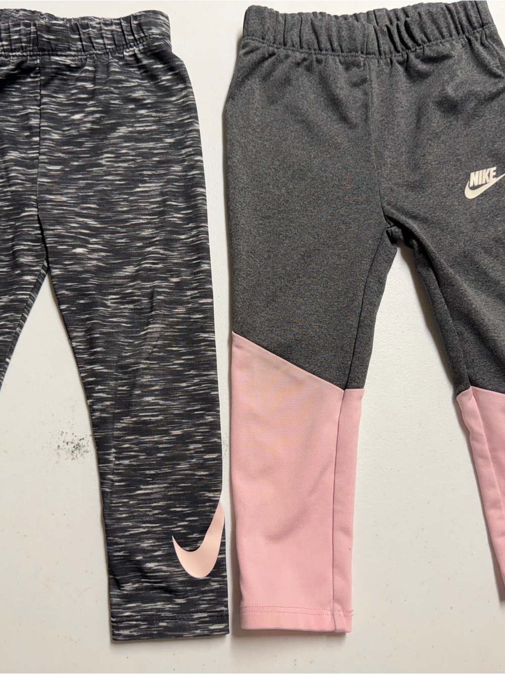 2- Nike Girls' Gray and Light Pink Active Leggings Set 24 mts.